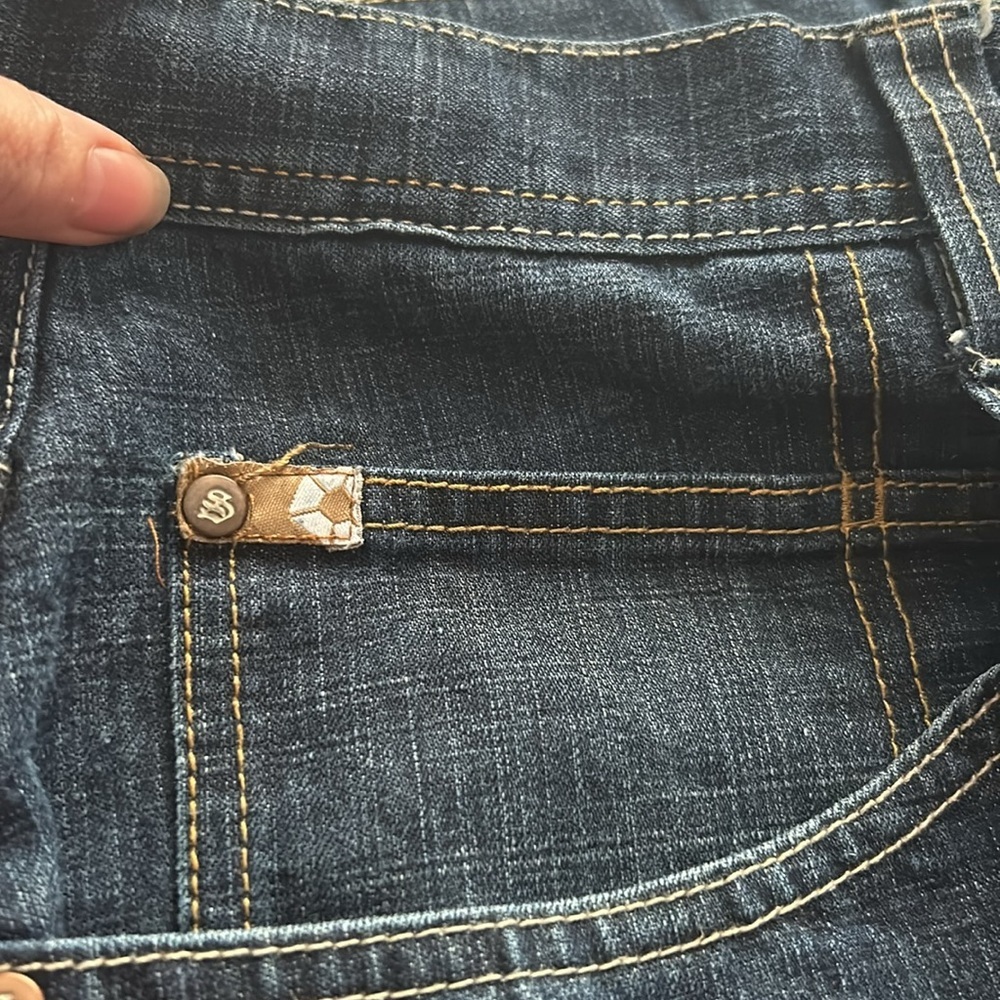 Vintage Y2K Baggy SouthPole Dark Jorts Gold Embroidered Pocket Old Label Sz 40 - Picture 4 of 12
